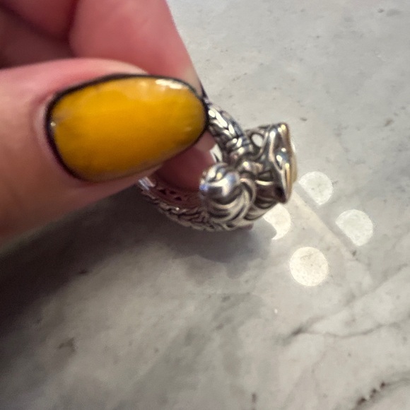 White gold/yellow gold/sterling panther ring with diamond eyes size 7.5/8 - Picture 4 of 10